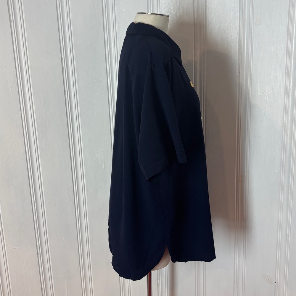 Vintage LORI MICHAELS Navy Blouse | Gold Button Appliqué | Size 16 - Picture 3 of 9